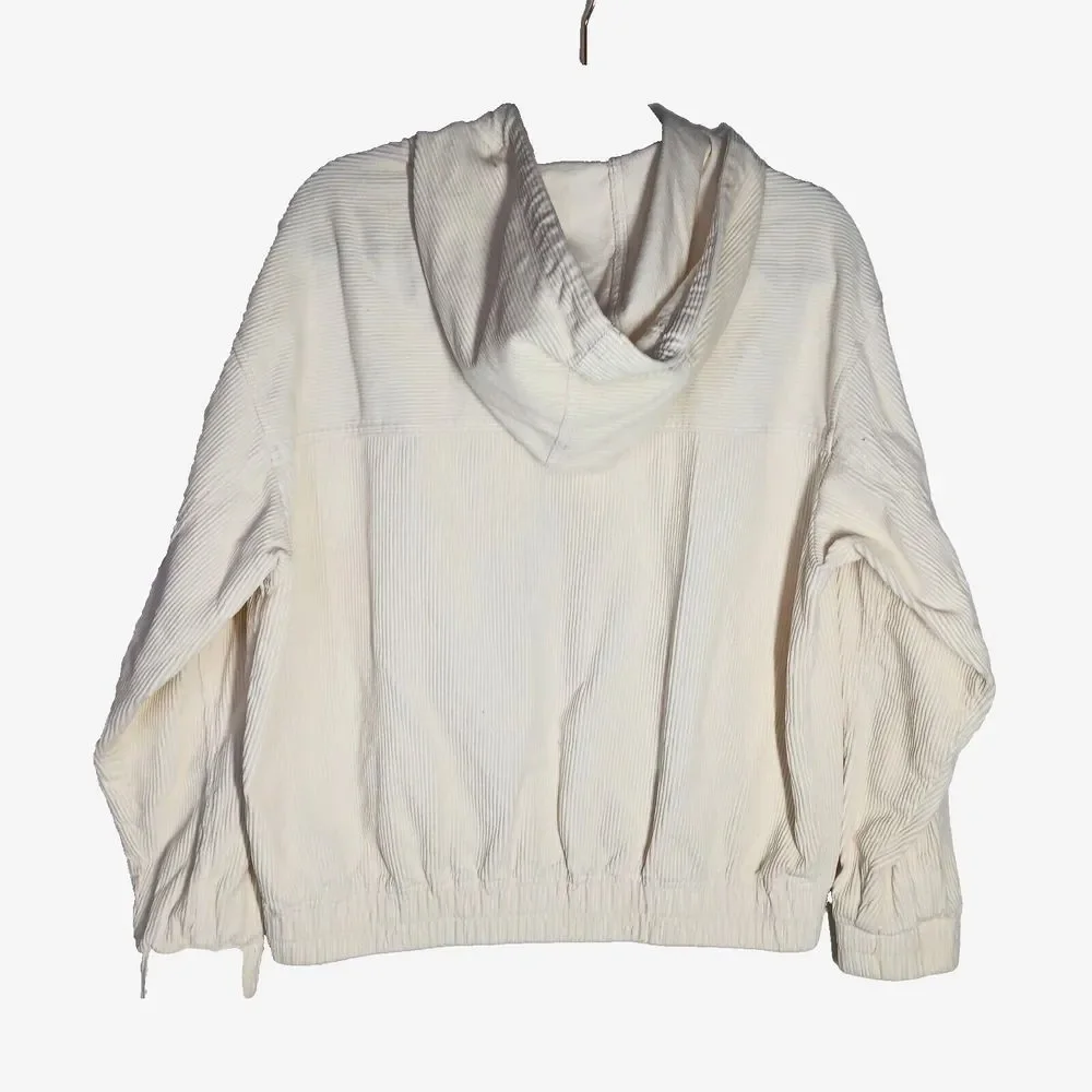 BDG Urban Outfitters Cream Corduroy‎ Hooded Crop Jacket Size Small